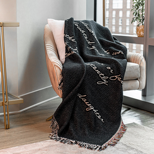 Charcoal Black Lines & Loom Personalized Throw