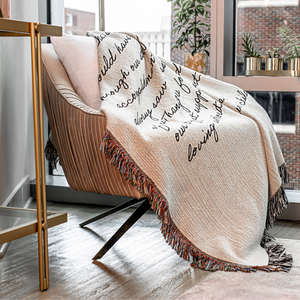 Natural Beige Lines & Loom Personalized Throw